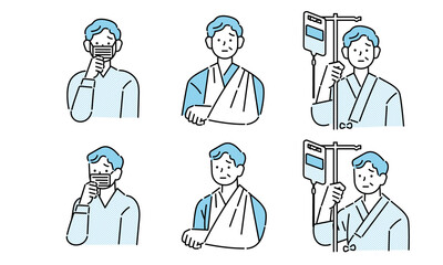 怪我・病気などトラブルにあったシニア男性のイラスト