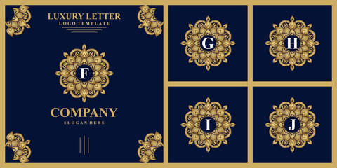 Vintage luxury royal gold logo template vector initials