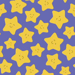 Cute children print, Seamless kids pattern, Hand drawn fabric ornament, Textile background for baby, Cute seamless ornament, Children pattern, Kawaii star background, Very peri backdrop