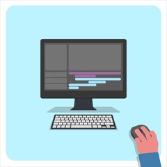 illustration of a designer's gaze at the computer