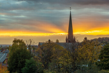 Fototapeta premium sunset over the town