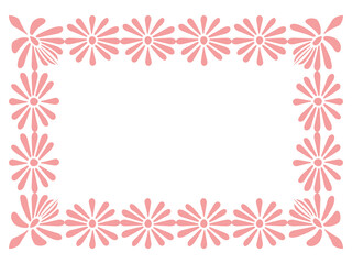 Decorative rectangle frame with pink daisy flowers Vector Illustration Design element Isolated on white background