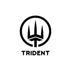 logo template with trident shape inside circle