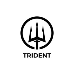 logo template with trident shape inside circle - obrazy, fototapety, plakaty