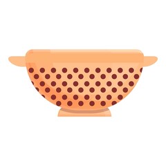 Food colander icon cartoon vector. Pasta sieve. Cook boil