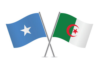 Somalia and Algeria flags. Somalian and Algerian flags isolated on white background. Vector illustration.