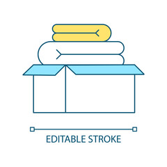 Clothes storage RGB color icon. Moving and garage sale. Things organization. Donate used staff. Isolated vector illustration. Simple filled line drawing. Editable stroke. Arial font used