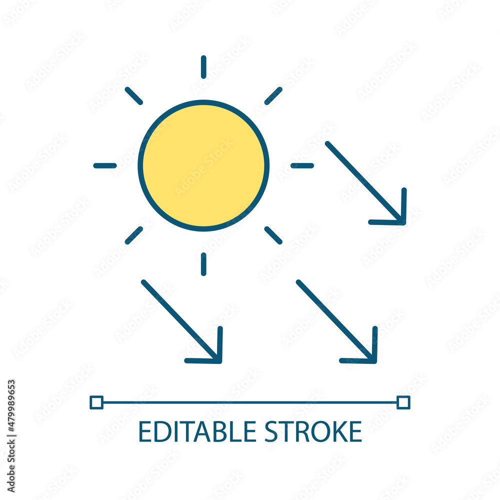 Poster sunbeams rgb color icon. sunlight and radiance. glowing and radiation. alternative source of energy.