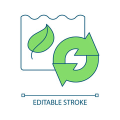 Waste recycling RGB color icon. Reprocess material. Zero waste. Reduce waste consumption. Prevent pollution. Isolated vector illustration. Simple filled line drawing. Editable stroke. Arial font used