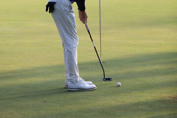 Young male golfer player on golf course