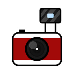 illustration of a red and white camera