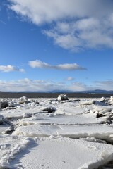 Ice on the shores of the St.Lawrence River, Montmagy, Québec, Canada