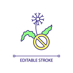 Removing weeds RGB color icon. Getting rid of dandelions from lawn. Weeding grass. Dandelion infestation. Isolated vector illustration. Simple filled line drawing. Editable stroke. Arial font used