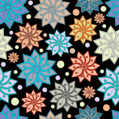 Colorful vector pattern. Abstract bright floral seamless background