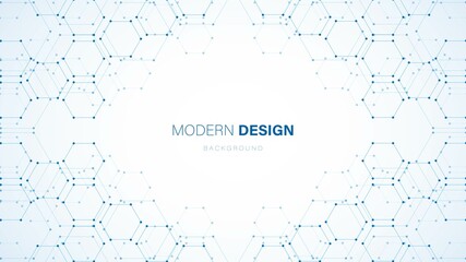 Fototapeta na wymiar Vector blue abstract background frame. Texture mechanisms of hexagons with dots, honeycombs. Digital technology design and engineering design, mobile connection. Mechanical engineering