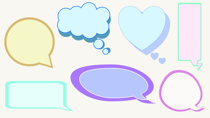 Collection set of the colorful blank speech bubbles, thinking bubbles, conversation box, frame talk, speak balloon, border frame, thought bubble, bubble text