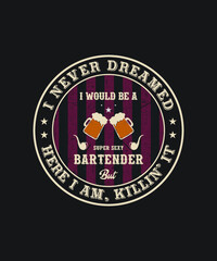 Bartender T-shirt Design Vector