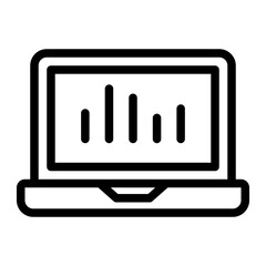 laptop analytics line icon