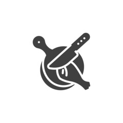 Cutting raw chicken leg vector icon