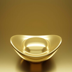 3D rendering ancient chinese gold on gold background