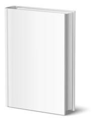 Realistic blank book. Standing hardcover mockup. Cover presentation template