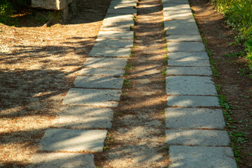 散歩道の石だたみ