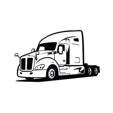 Semi truck freight 18 wheeler sleeper vector silhouette illustration