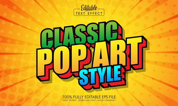 classic pop art editable text effect in cartoon 3d style