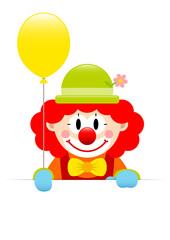Rothaariger Clown Mit Gelbem Luftballon Banner