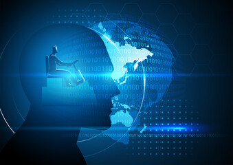 Human head being controlled by a man