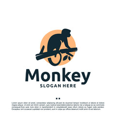 monkey , climb ,logo design template