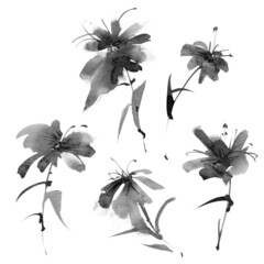 Floral ink painting