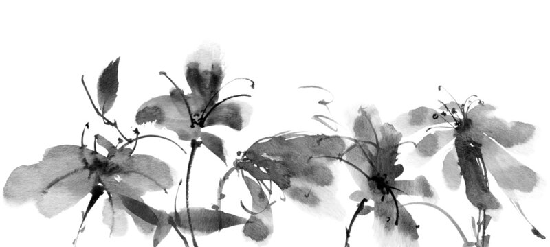 Floral ink painting