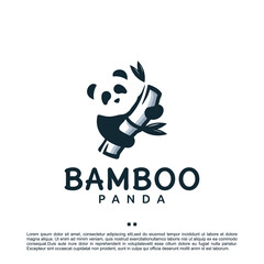 bamboo panda , logo design template