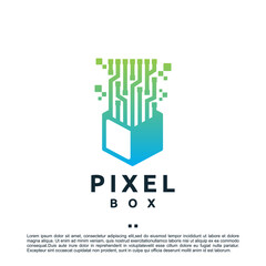 pixel box ,technology , logo design template