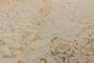 Beautiful view of texture of sand on beach in Greece.