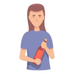 Woman hold wine bottle icon cartoon vector. Glass sommelier. Cocktail drink