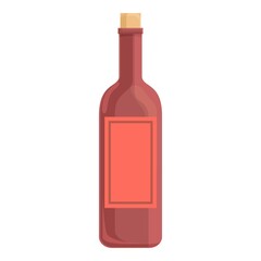 Red wine bottle icon cartoon vector. Aperitif party. Alcohol drink