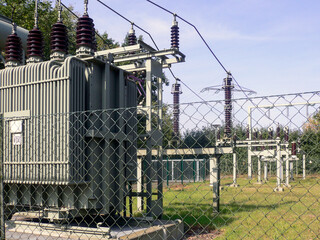 Hign voltage three phase busbars in high power enerrgy area. machines, electricity and power...