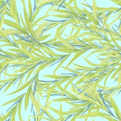 Leaves seamless pattern.Hand drawn nature painting.