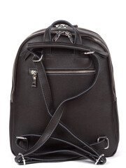 Naklejka premium Medium size leather woman's balck backpack isolated on white background