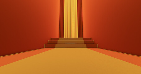 Obraz premium yellow carpet on the stairs, The path to glory, Stairway go up. Business success. Red velvet carpet. 3D render