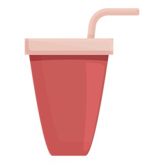 Milkshake icon cartoon vector. Strawberry cocktail. Vanilla smoothie