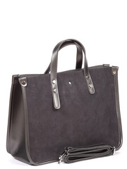 Small grey leather woman's handbag isolated on white background