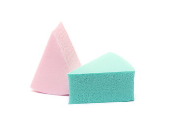 Beauty blender, colorful cosmetic makeup applicator sponge set isolated on white 