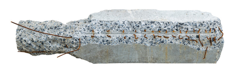 Concrete rubble broken, Broken concrete slabs isolated on white background. Clipping path.