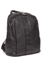 Naklejka premium Medium size leather woman's balck backpack isolated on white background