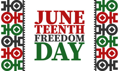 Juneteenth. Freedom and Emancipation day in June. Independence Day. Annual African-American holiday, celebrated in June 19. American history and heritage. Vector poster, illustration and banner