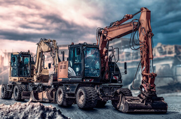 Bagger auf Baustelle