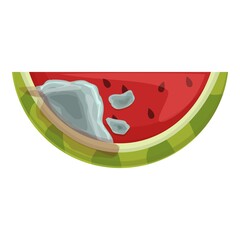 Contaminated watermelon icon cartoon vector. Fruit bacteria. Virus dirty